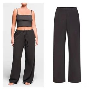 SKIMS Waffle Straight Leg Pants XL NWT – Ash Gray Modal Cotton Stretch Lounge